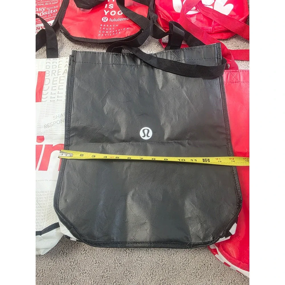 Lululemon Reusable Tote Bag Lot of 19 Small and Medium Red Black White Shopping